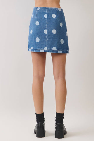 Polka Dot Denim Mini Skirt - The Edit LLC