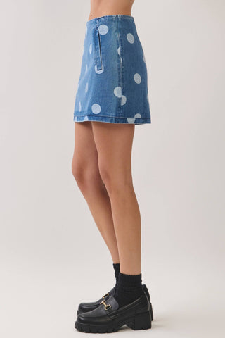 Polka Dot Denim Mini Skirt - The Edit LLC