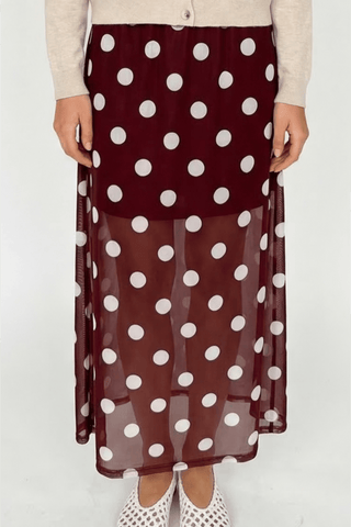 Polka Dot Mesh Midi Skirt - The Edit LLC