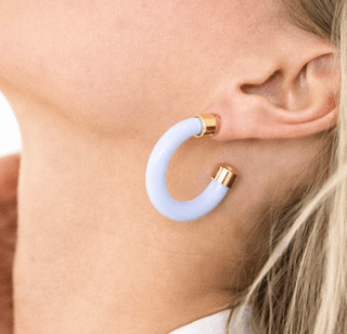 Powder Blue Acrylic Hoop Earrings : Medium - The Edit LLC