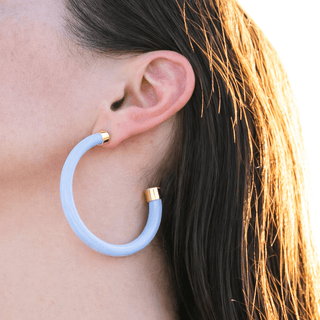 Powder Blue Acrylic Hoop Earrings : Medium - The Edit LLC