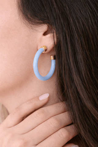 Powder Blue Acrylic Hoop Earrings : Medium - The Edit LLC