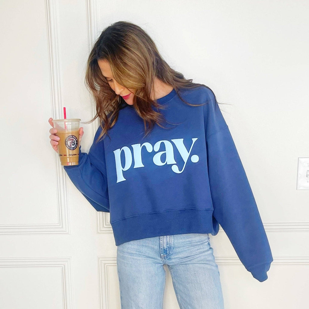 Pray. Puff Crop Sweatshirt - The Edit LLC