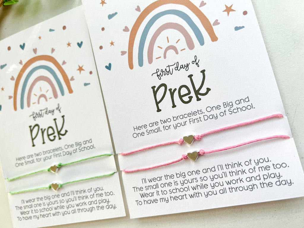 PreK Back to School Wish Bracelet Mommy & Me boho Rainbow: Aqua - The Edit LLC