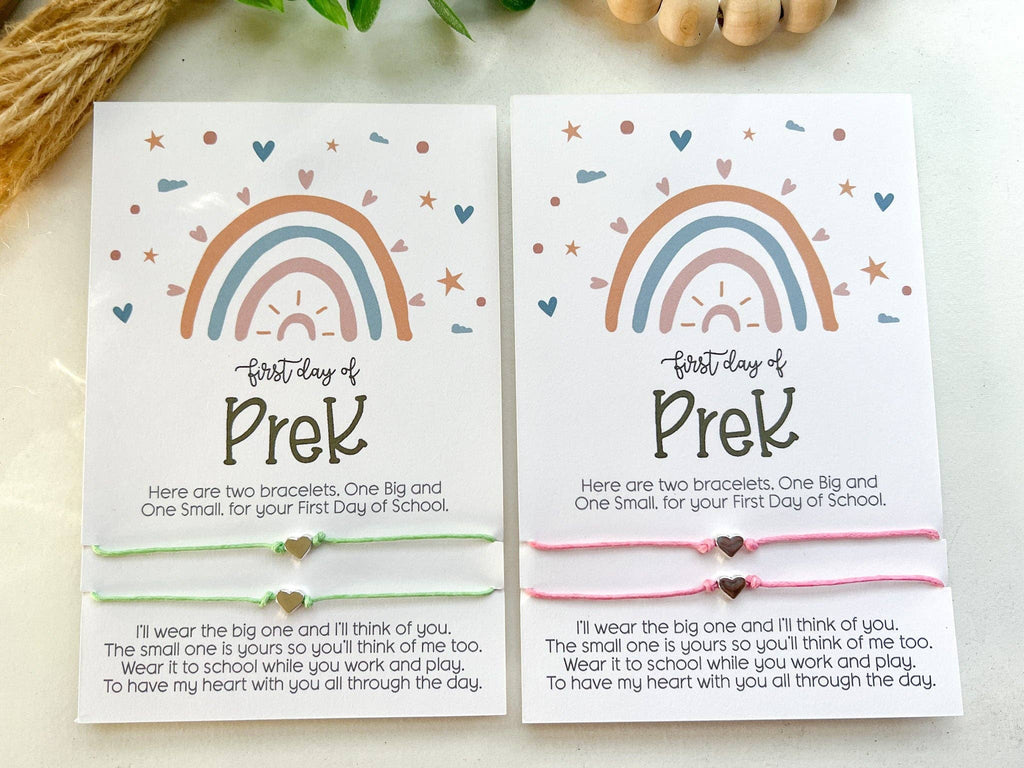 PreK Back to School Wish Bracelet Mommy & Me boho Rainbow: Aqua - The Edit LLC