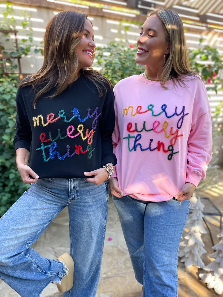 PREORDER: Merry Everything Tinsel Sweatshirt in Two Colors - The Edit LLC