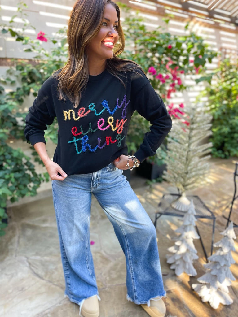 PREORDER: Merry Everything Tinsel Sweatshirt in Two Colors - The Edit LLC