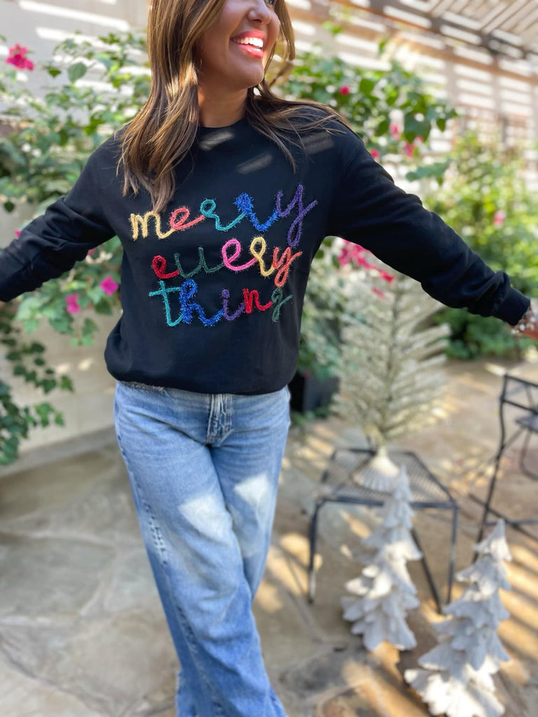 PREORDER: Merry Everything Tinsel Sweatshirt in Two Colors - The Edit LLC