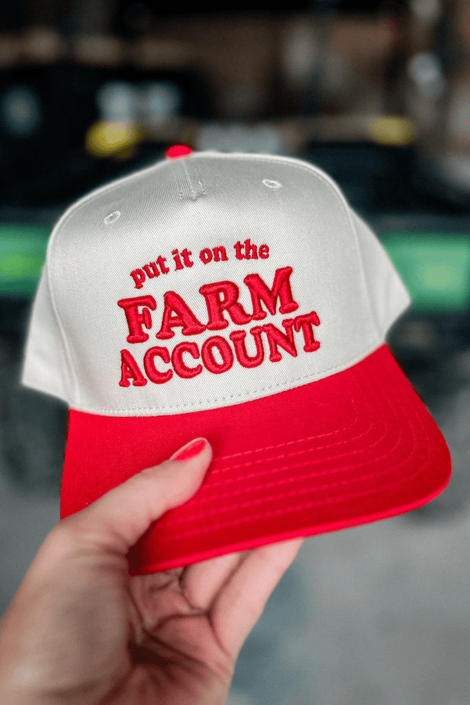 PREORDER Put It On The Farm Account Trucker Hat in Red/Natural - The Edit LLC