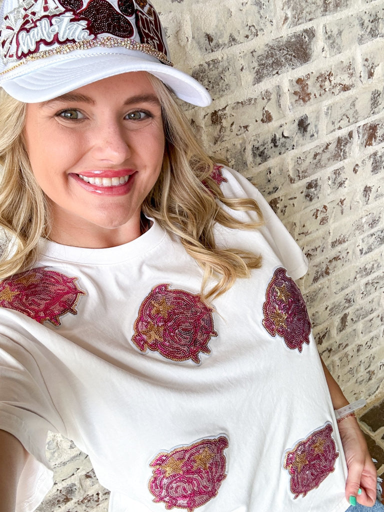 Preppy Sequin BULLDOG Spirit Tee - The Edit LLC