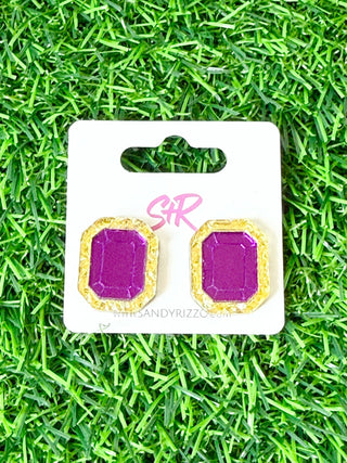 Purple and Gold Gem Stud: Default Title - The Edit LLC
