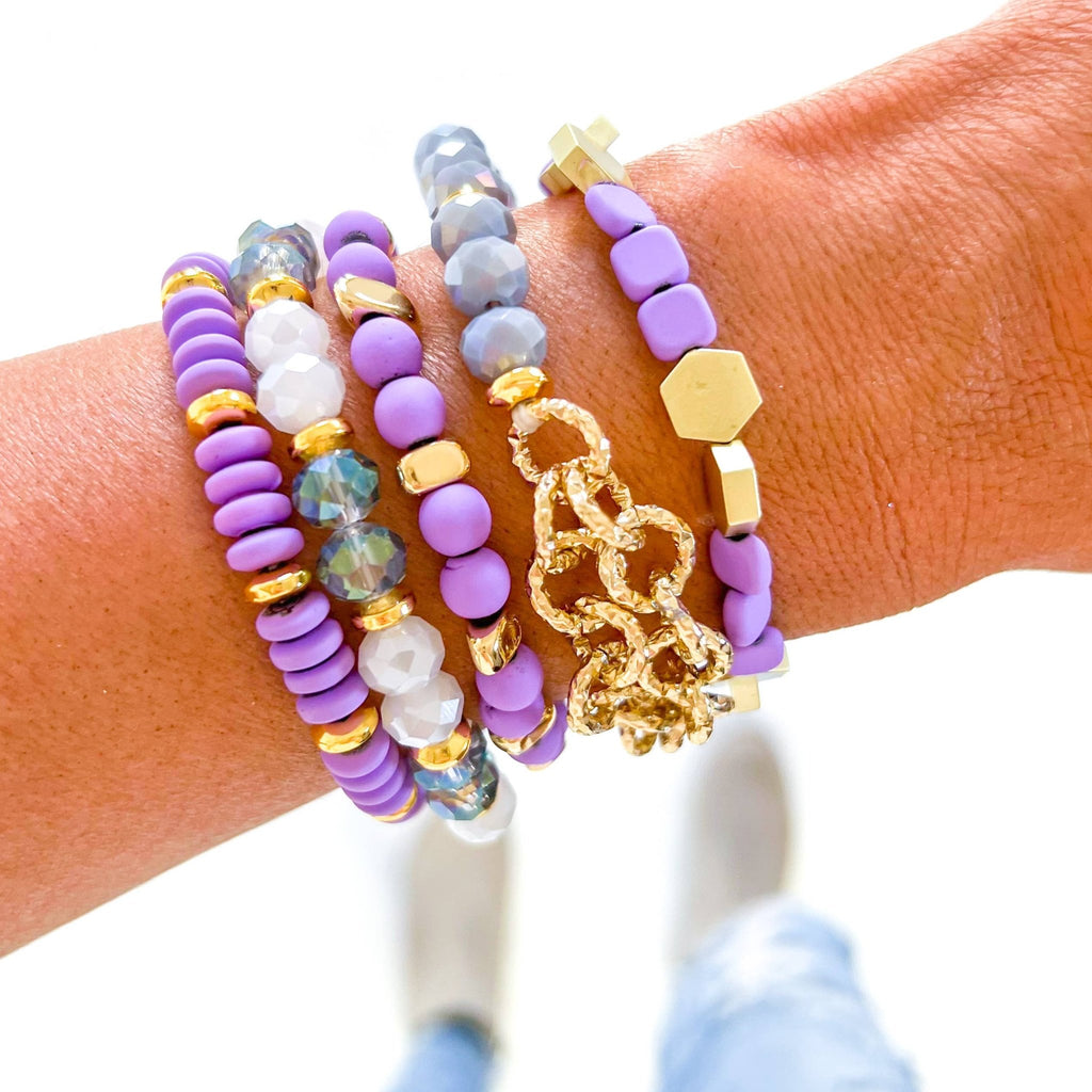 Purple Chain Bracelet Stack - The Edit LLC