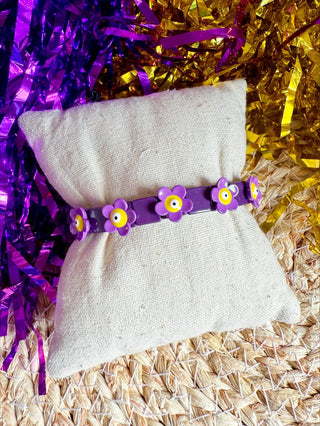 Purple Flower Stretch Bracelet - The Edit LLC