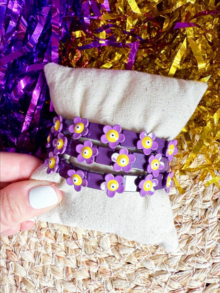 Purple Flower Stretch Bracelet - The Edit LLC