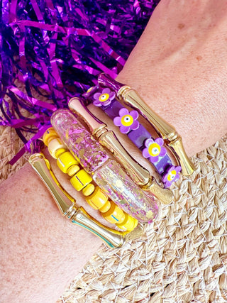 Purple Flower Stretch Bracelet - The Edit LLC