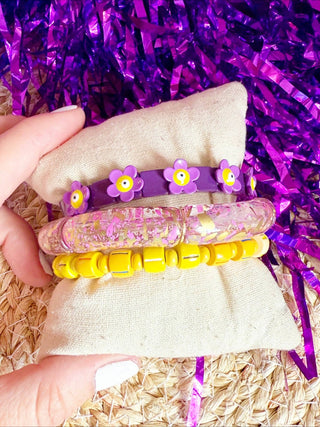 Purple Flower Stretch Bracelet - The Edit LLC