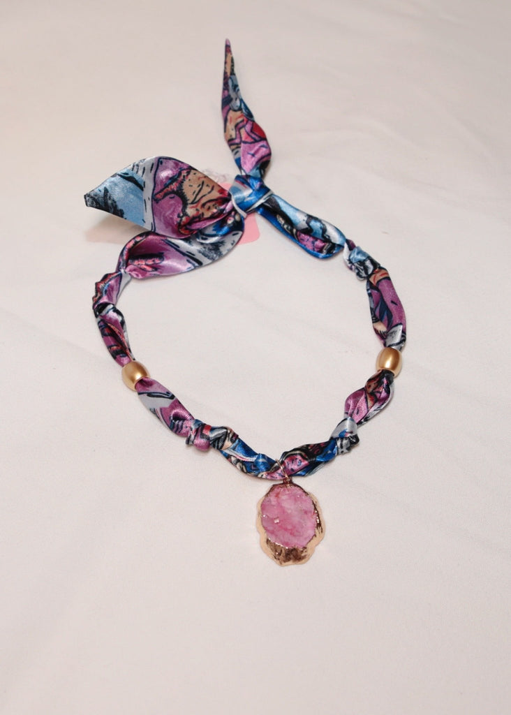 Purple Stone Scarf Necklace - The Edit LLC