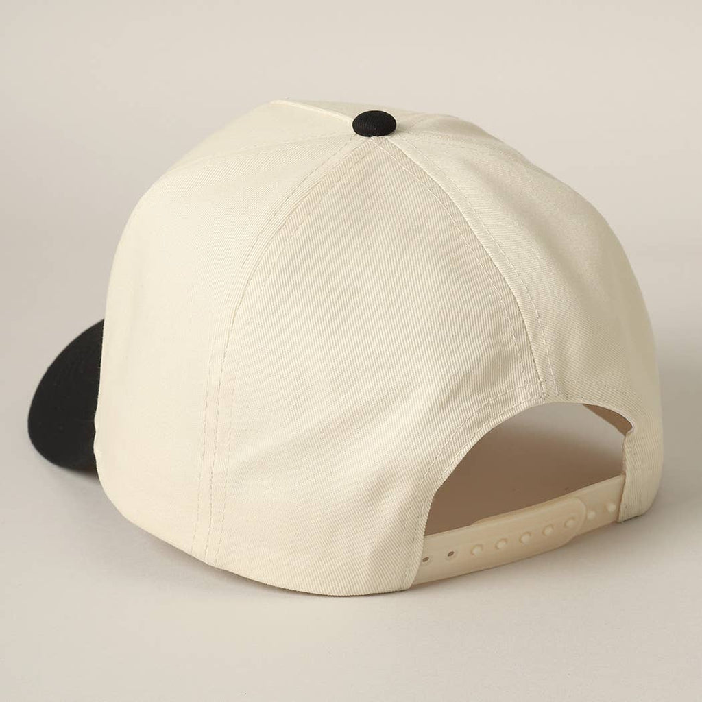 Put It On My Mom's Tab Embroidery Two - Tone Hat: Black / ONE SIZE - The Edit LLC