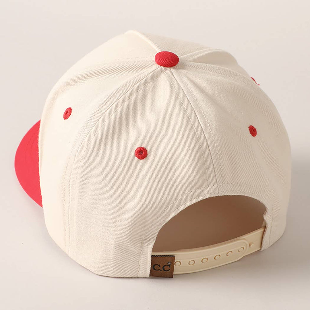 Put It On Santa's Tab Text Embroidery Baseball Cap: Red / ONE SIZE - The Edit LLC