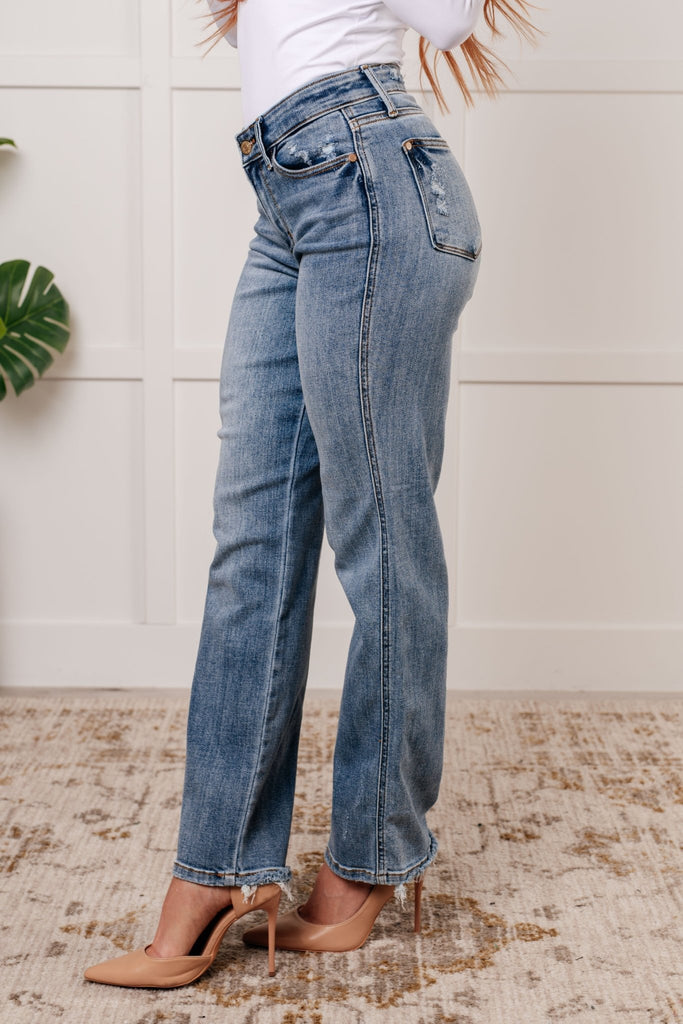 Quinn Mid Rise Cell Phone Pocket Dad Jeans - The Edit LLC