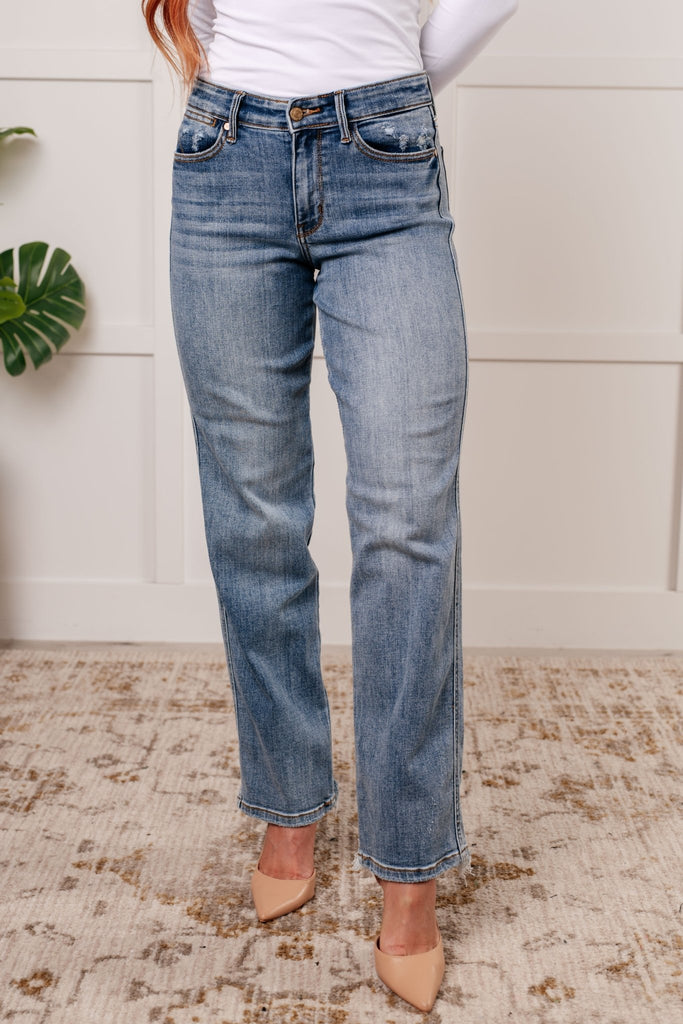 Quinn Mid Rise Cell Phone Pocket Dad Jeans - The Edit LLC