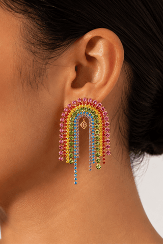 Rainbow Crystal Fringe Earrings - The Edit LLC