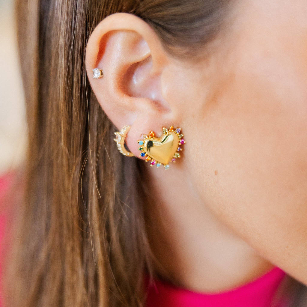Rainbow Heart Studs - The Edit LLC