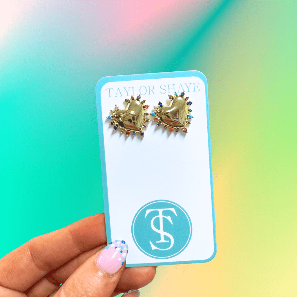 Rainbow Heart Studs - The Edit LLC