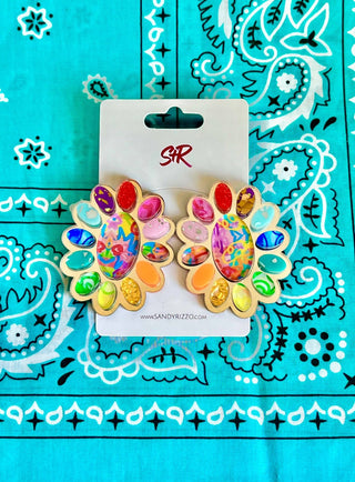 Rainbow & Silver Squash Blossom Earring - The Edit LLC