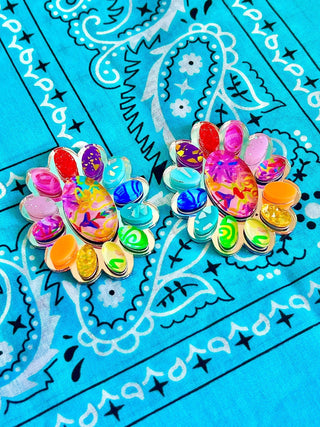 Rainbow & Silver Squash Blossom Earring - The Edit LLC