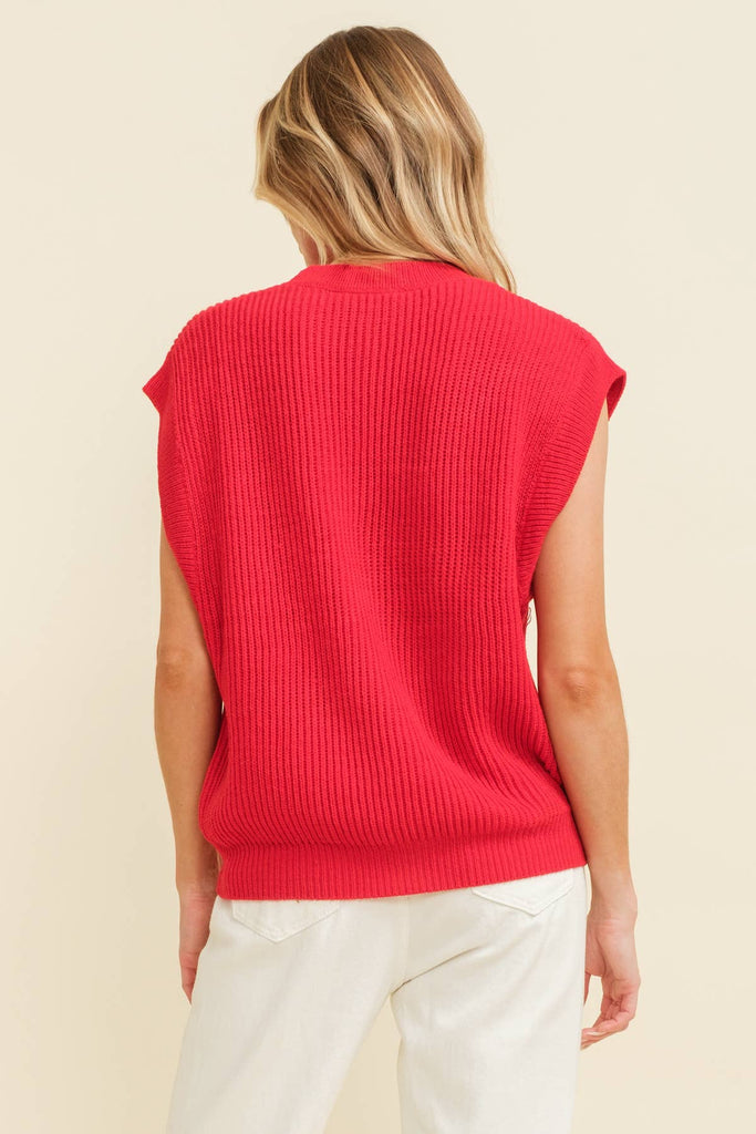 "REBELS" EMBROIDERED SLEEVELESS SWEATER TOP - The Edit LLC