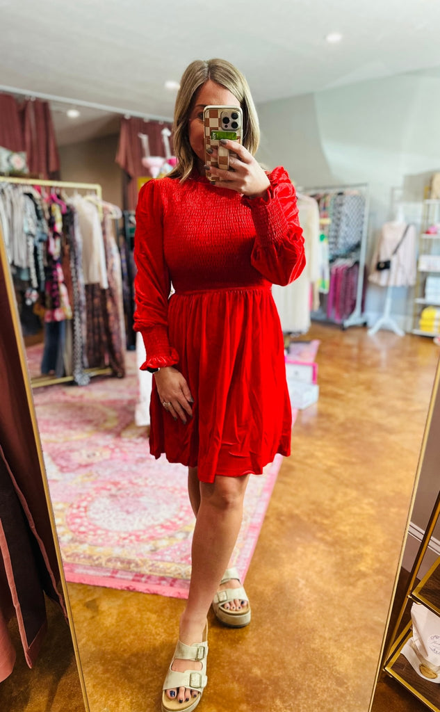 Red Velvet Dress - The Edit LLC