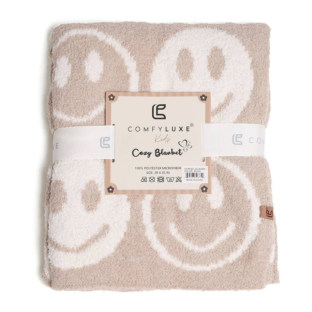 Repeated Happy Face Pattern Kids Throw Blanket - The Edit LLC