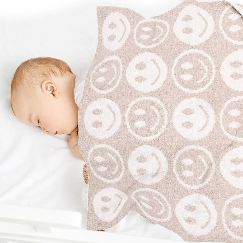 Repeated Happy Face Pattern Kids Throw Blanket - The Edit LLC