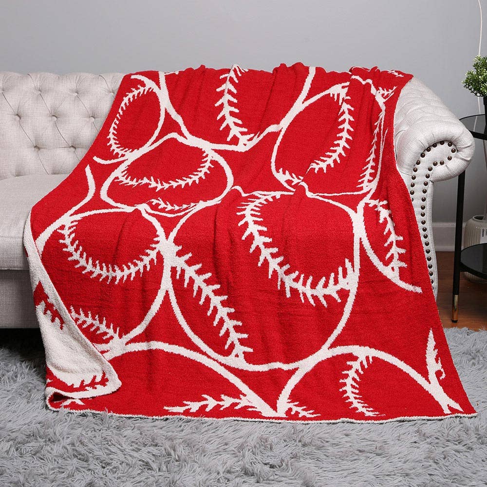 Reversible Baseball Softball Patterned Throw Blanket: S4320 - BASEBALL - The Edit LLC