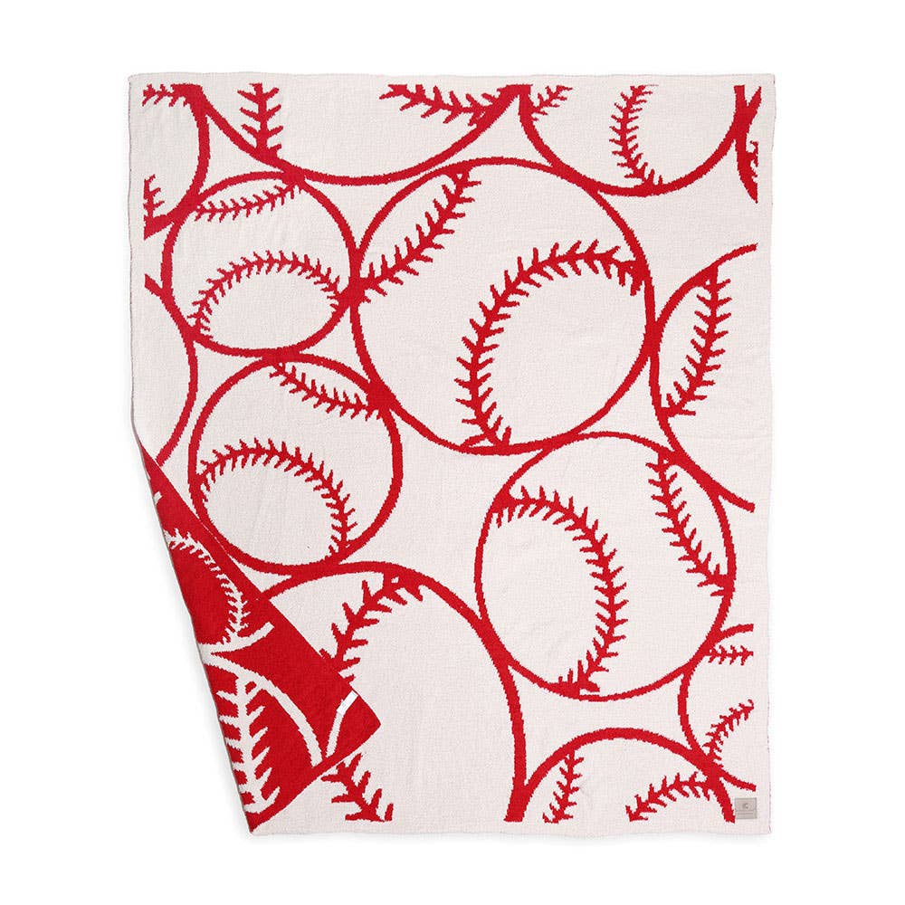 Reversible Baseball Softball Patterned Throw Blanket: S4320 - BASEBALL - The Edit LLC