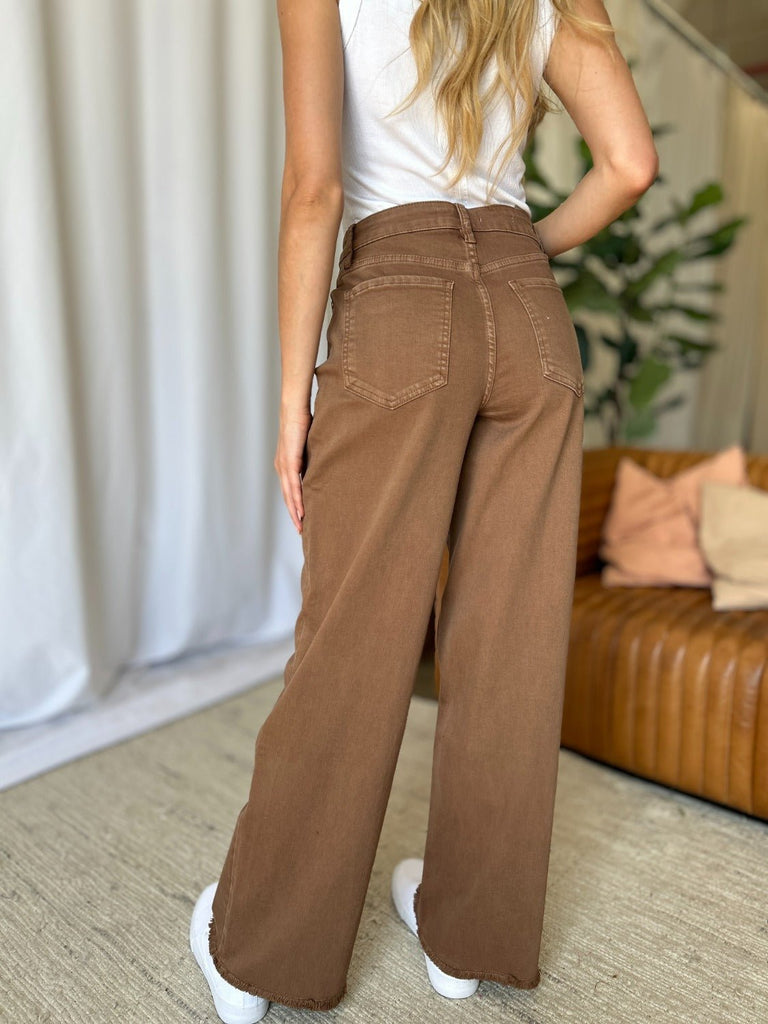 RFM Full Size High Rise Garment Dye Wide Leg Jeans - The Edit LLC