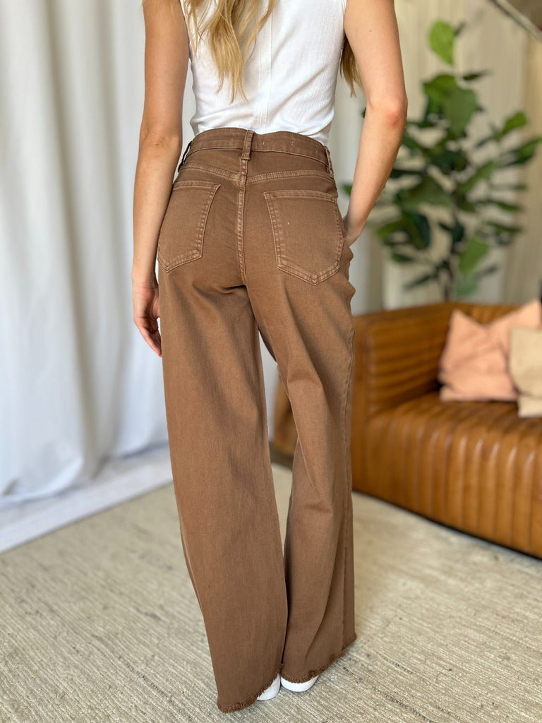 RFM Full Size High Rise Garment Dye Wide Leg Jeans - The Edit LLC