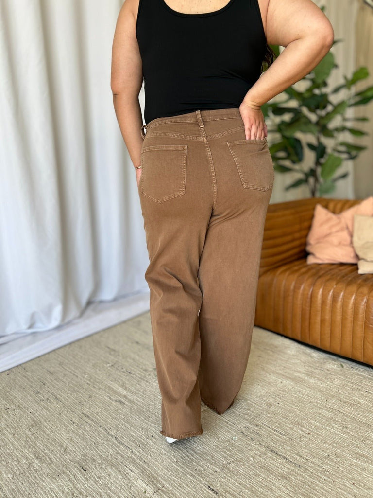 RFM Full Size High Rise Garment Dye Wide Leg Jeans - The Edit LLC