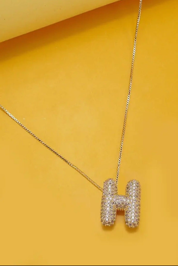 Rhinestone Initial Necklace - The Edit LLC