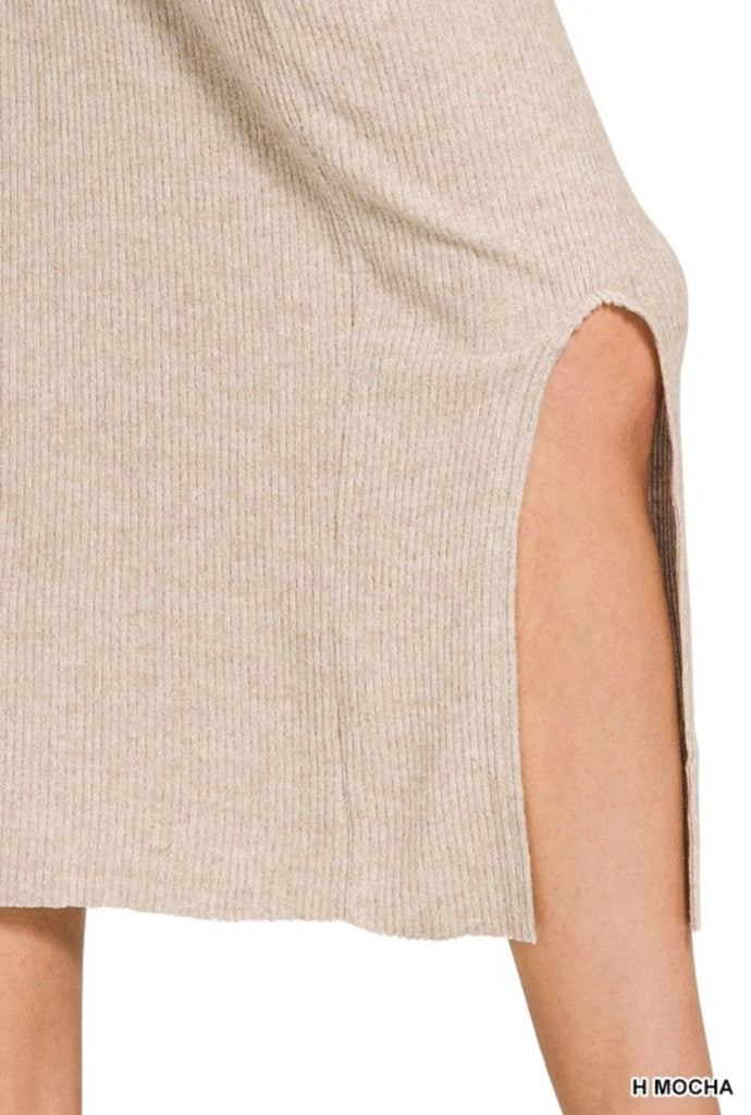 Ribbed Asymmetrical Sweater Skirt Set - The Edit LLC