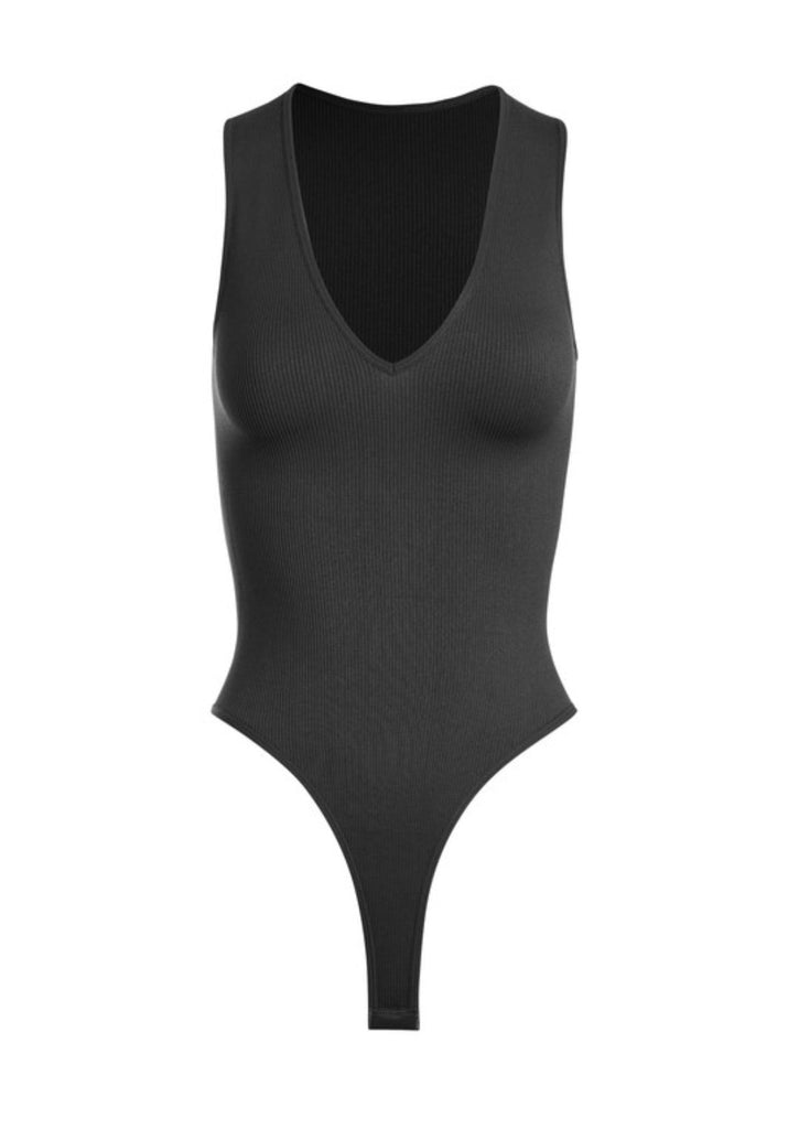 Ribbed ONE SIZE Black Bodysuit - The Edit LLC