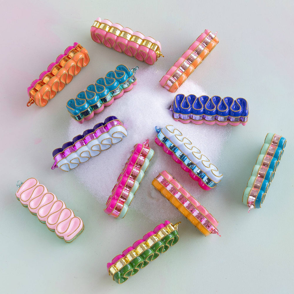 Ribbon Candy Orn, Glass, 2" x 5.25" - The Edit LLC