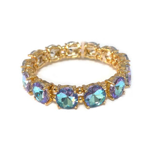 Round Crystal Glass Stone Stretch Evening Bracelet: BLUE-AB(BUAB) - The Edit LLC