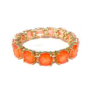 Round Crystal Glass Stone Stretch Evening Bracelet: BLUE-AB(BUAB) - The Edit LLC