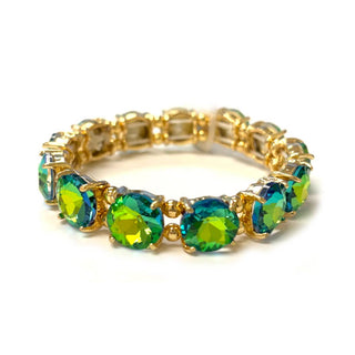 Round Crystal Glass Stone Stretch Evening Bracelet: BLUE-AB(BUAB) - The Edit LLC