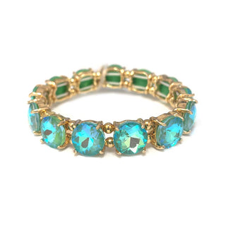 Round Crystal Glass Stone Stretch Evening Bracelet: BLUE-AB(BUAB) - The Edit LLC