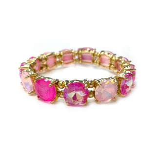Round Crystal Glass Stone Stretch Evening Bracelet: BLUE-AB(BUAB) - The Edit LLC