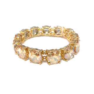 Round Crystal Glass Stone Stretch Evening Bracelet: BLUE-AB(BUAB) - The Edit LLC