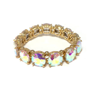 Round Crystal Glass Stone Stretch Evening Bracelet: BLUE-AB(BUAB) - The Edit LLC